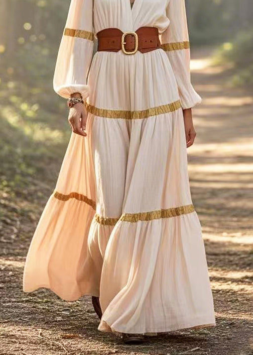 White Tunic Patchwork Exra Large Hem Cotton Dress Spring