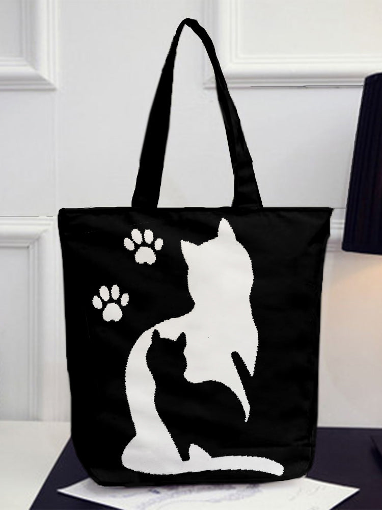 Lovely Cats & Paws Graphic Tote Bag elevenforest