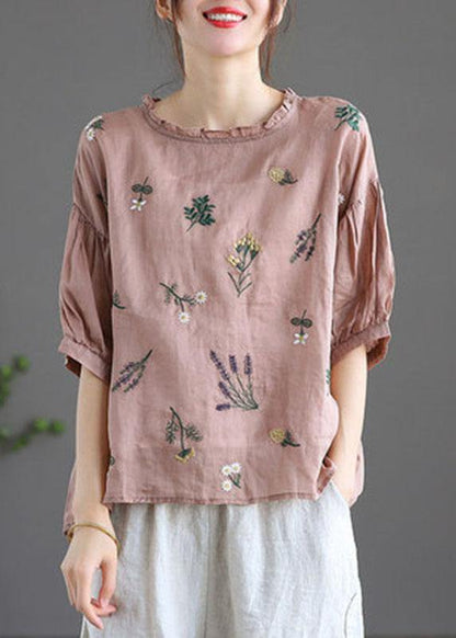 Modern Print Regular Embroideried Summer Half Sleeve