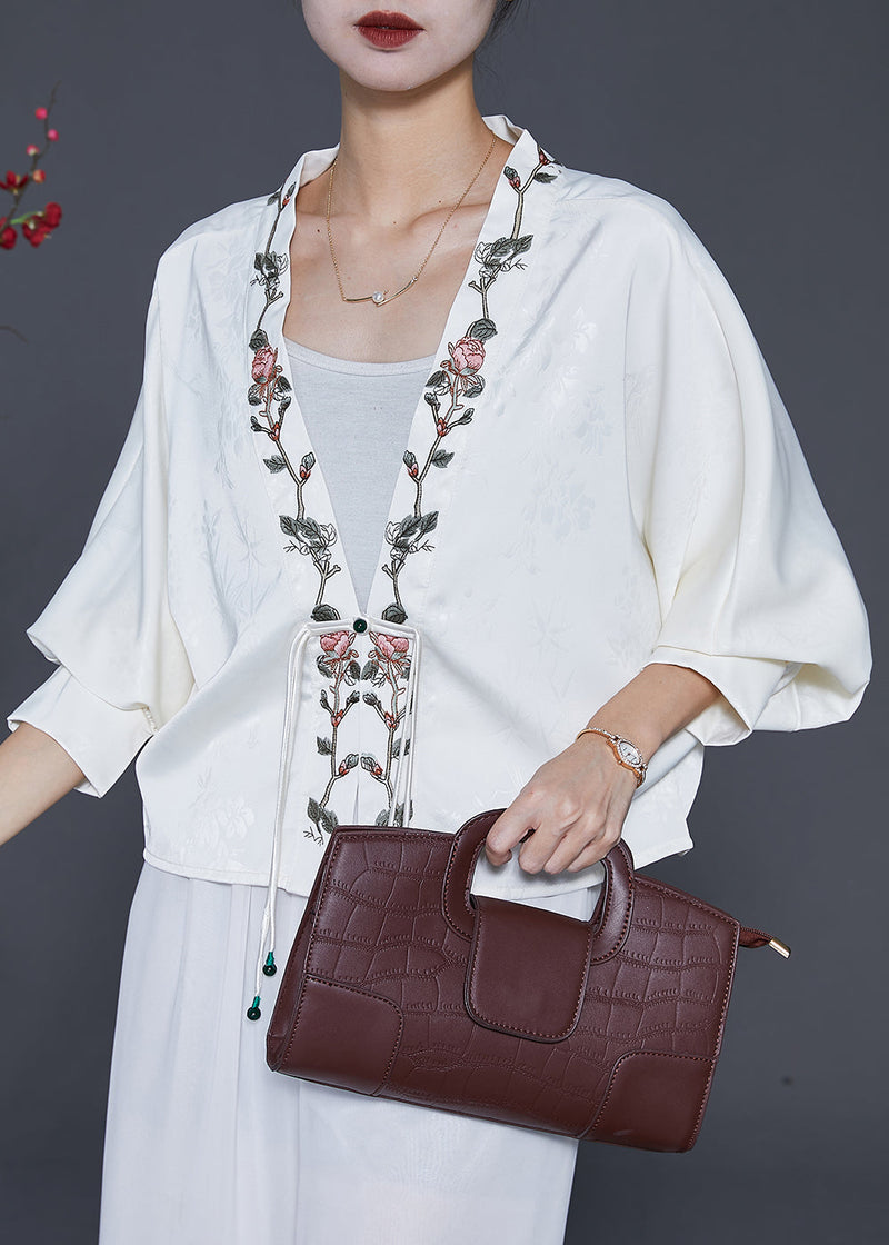 Art White Embroideried Tasseled Silk Jacket Spring