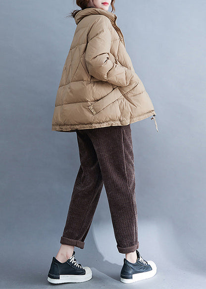 Khaki Pockets Patchwork Fine Cotton Filled Coat Winter