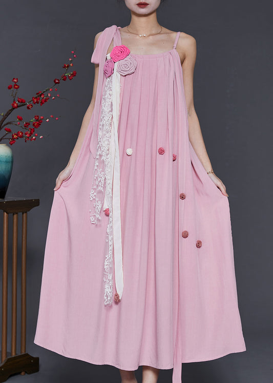 Pink Stereoscopic Chiffon Summer Dress