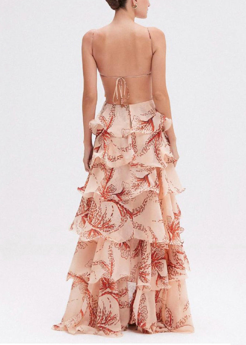 Novelty Backless Butterfly Ruffled Spaghetti Strap Dress Sleeveless