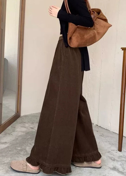 Coffee Pockets High Waist Corduroy Pants