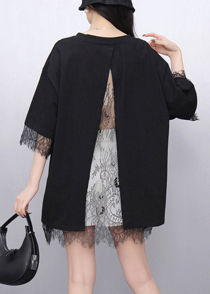 Black O-neck T Shirt Short Sleeve