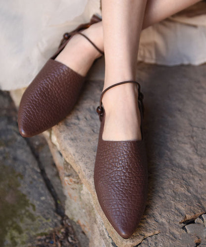 Sheepskin Splicing Flat Shoes for Pointed Toe Buckle Strap