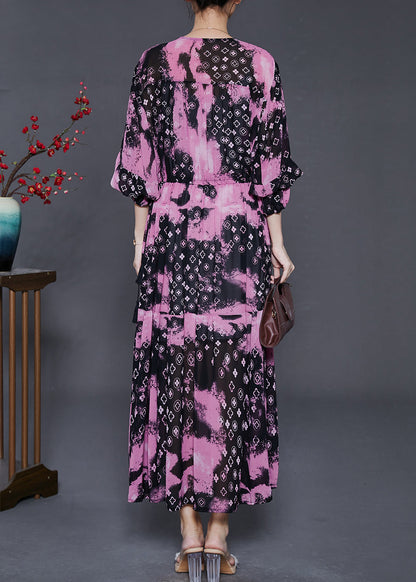Rose Cinched Exra Large Hem Chiffon Dress Summer