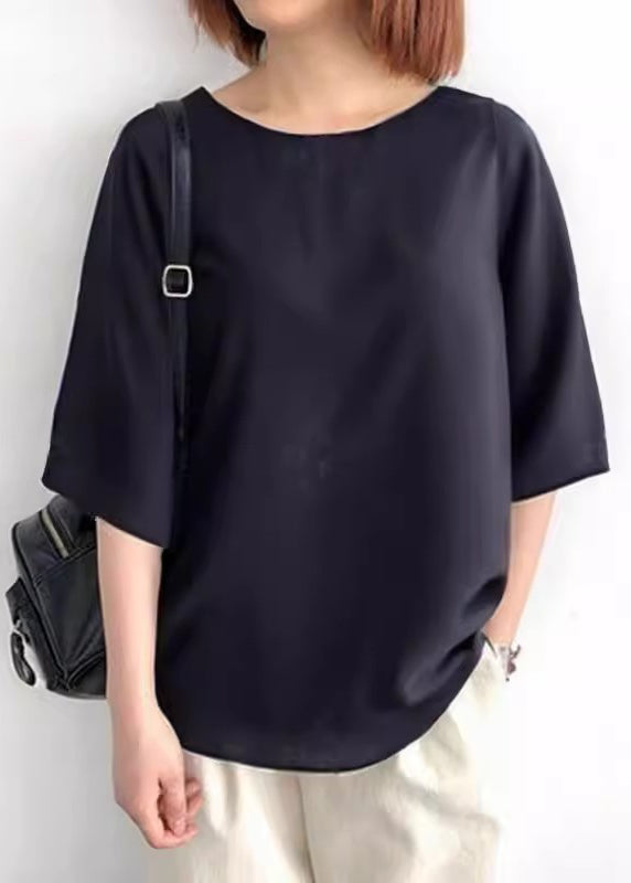 Black Oversized Patchwork Bow Cotton Shirt Tops Summer