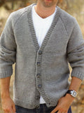 Men's Solid Color Button Cozy Sweater Cardigan elevenforest