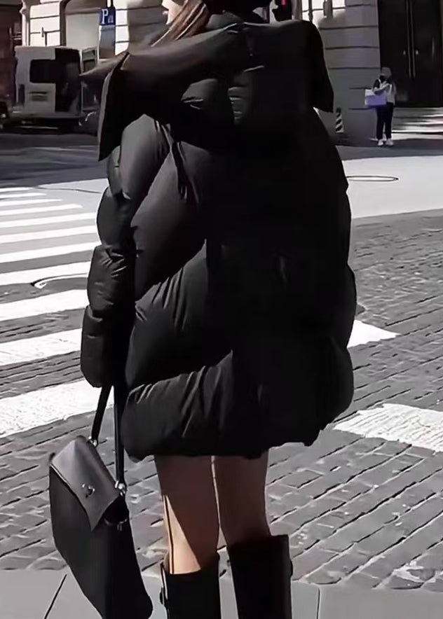 Black Pockets Duck Down Winter Coats Hooded