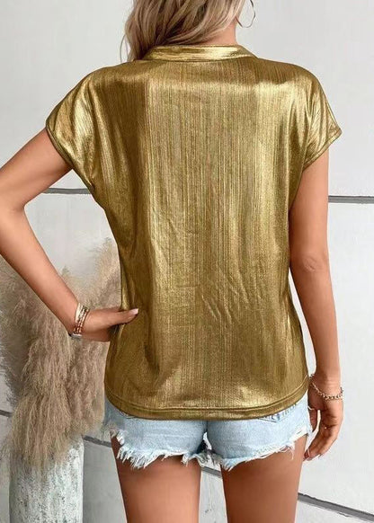 European and American Style New Gold Thin Shirt Bat Sleeves