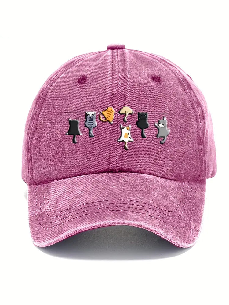 Cartoon Cats Vintage Washed Hat elevenforest