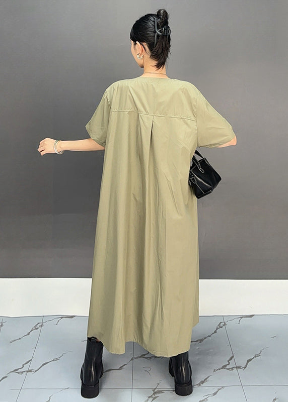 Khaki Oversized Cotton Long Dresses Summer