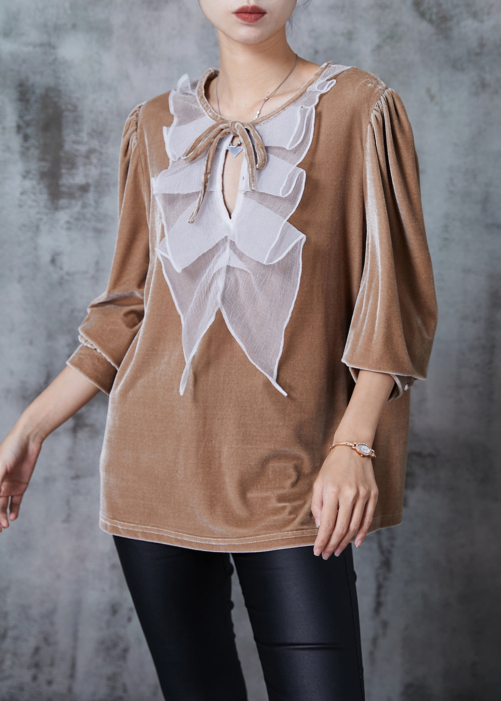 Nude Oversized Patchwork Silk Velour Shirts Fall