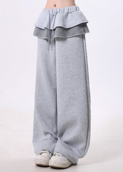 Spring New Skirts Hem Patchwork Elastic Waist Sports Pants