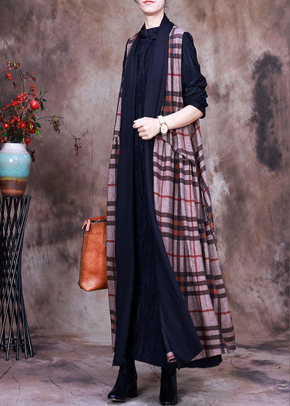 Peterpan Collar Plaid Asymmetrical Design Fall Sleeveless Knit Vest
