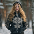 Comstylish Women's Viking Retro Style Hooded Sweatshirt Jacket