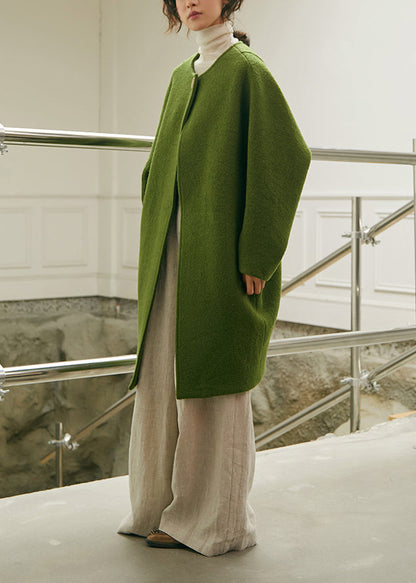 Green Oversized Woolen Coat Winter