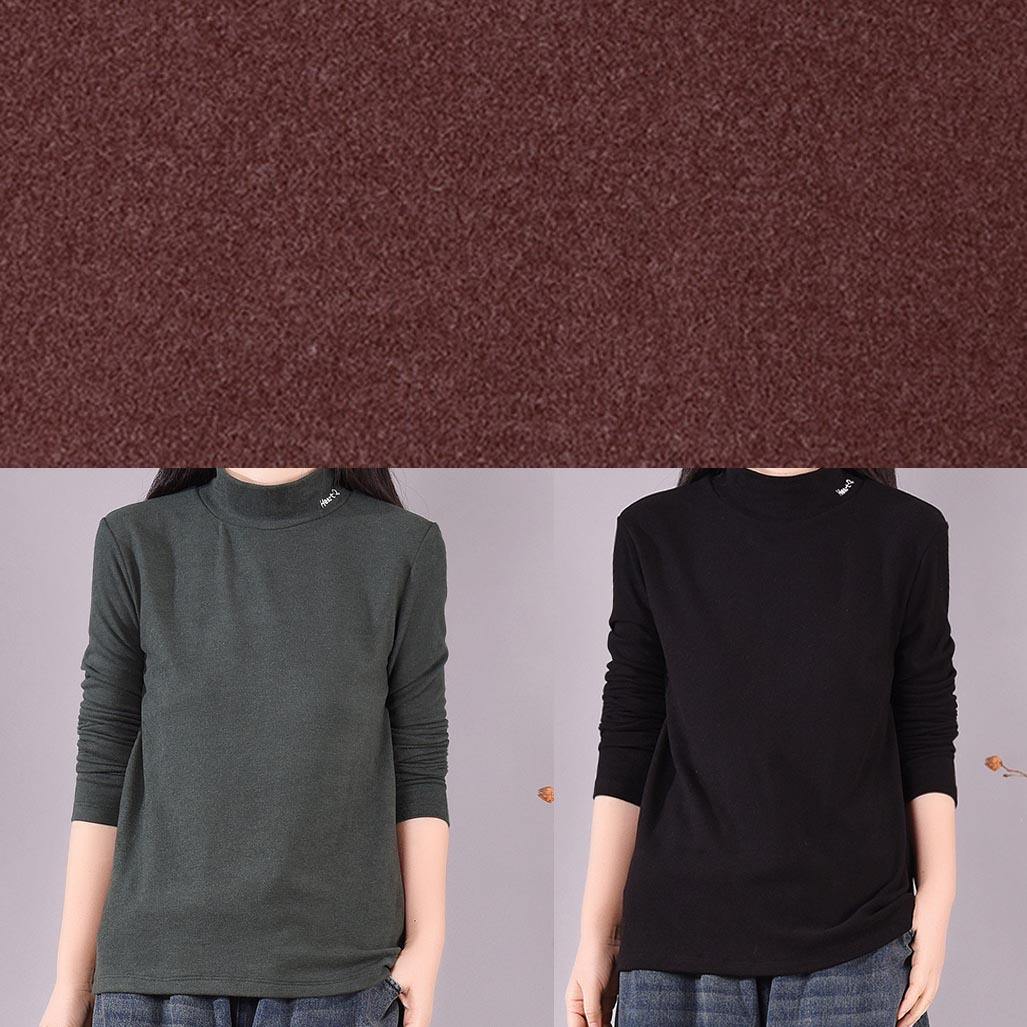 French High Neck Spring Top Silhouette Pattern Black Shirts