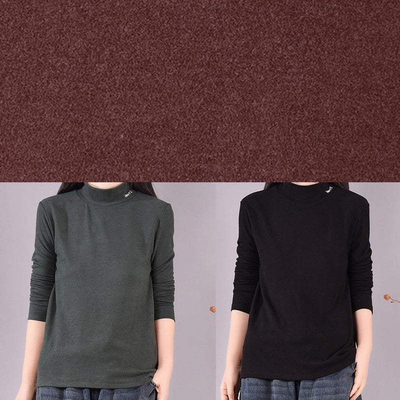 Burgundy Tunic Top High Neck Art Spring Shirts