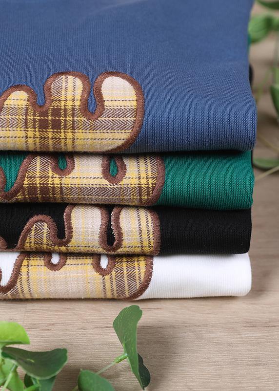 Spring Black Patchwork Sweatshirt