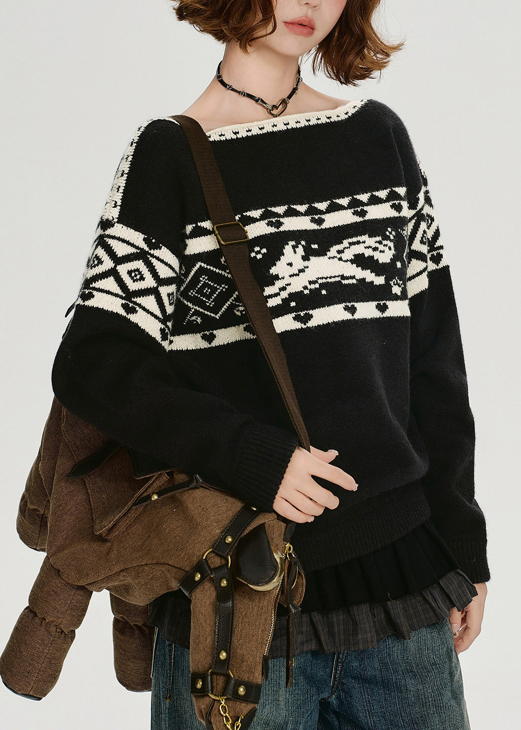 New Black O Neck Thick Warm Knitted Sweaters Tops Spring