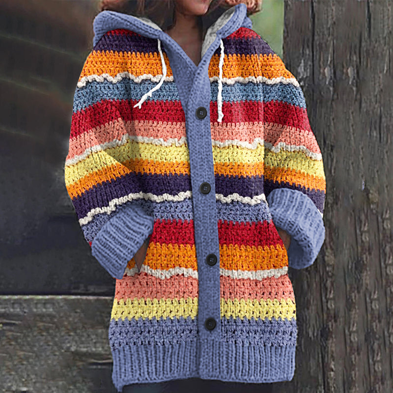 Vintage Multicolor Icelandic Knitted Cozy Sweater Cardigan artswardrobe