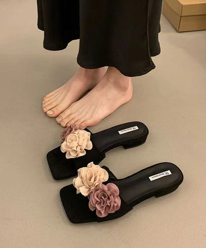 Pink Splicing Slide Sandals Peep Toe