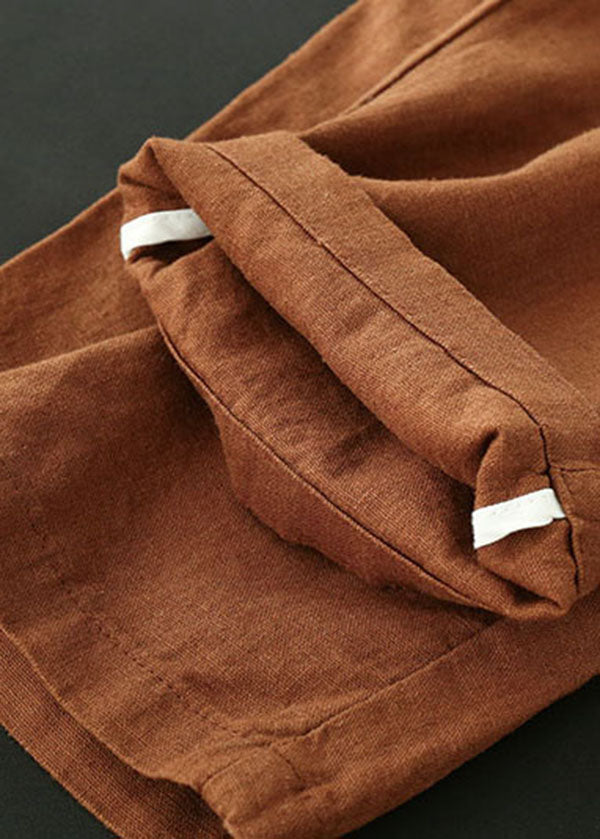 Corduroy Pleated Elastic Waist Side Pockets Pants