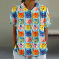 Women's Pop Art Embroidered Cat Print Shirt elevenforest
