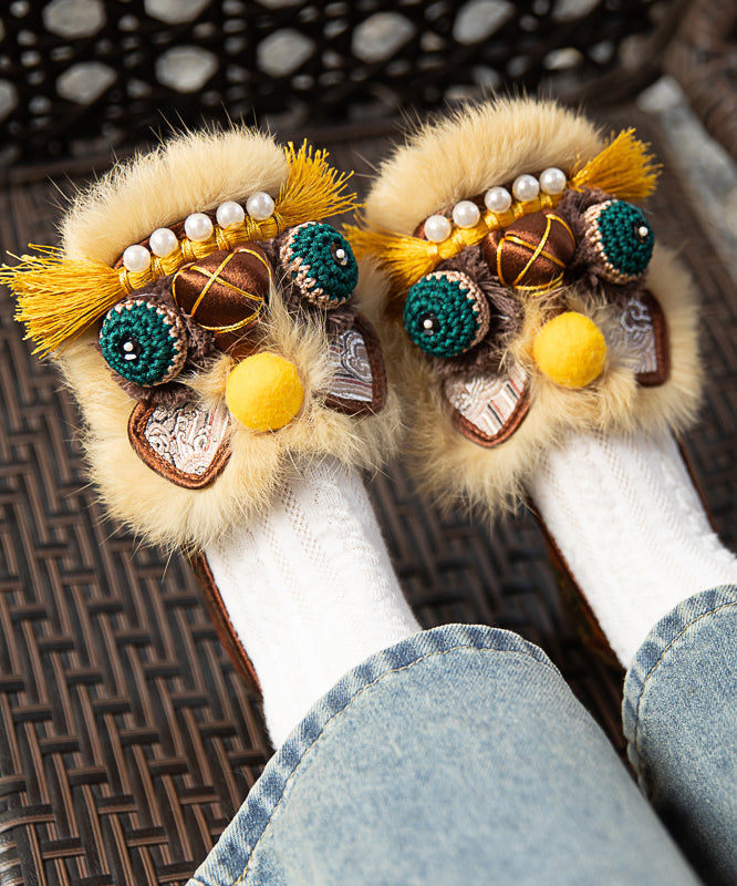 Chinese Style Handmade Flats Comfortable Tiger Head Shoes