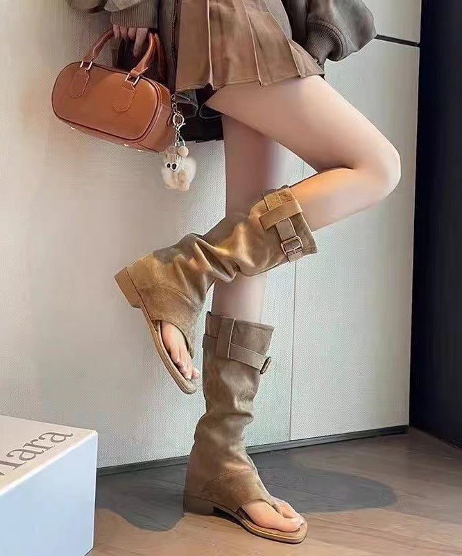 Stylish Comfy Khaki Thong Sandals Boots