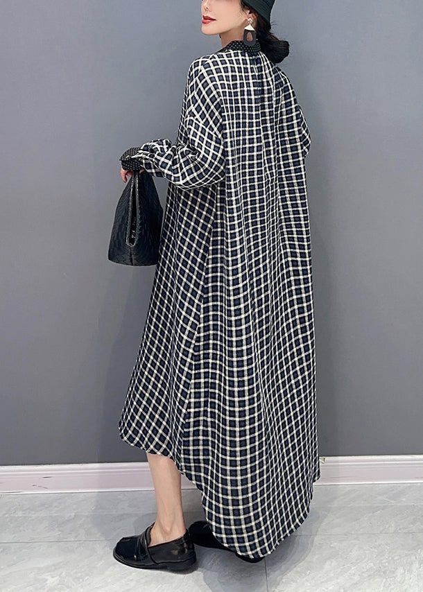 Black V Neck Plaid Holiday Dress Spring