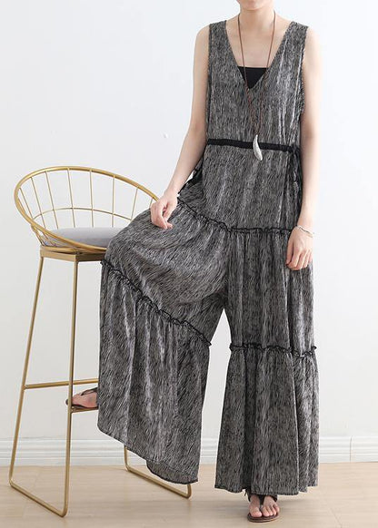 Summer Multi-layer V-neck Strap Pants With Jumpsuits