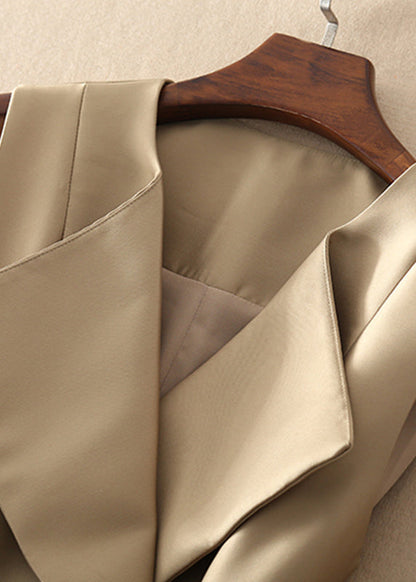 Khaki Peter Pan Collar Bow Cotton Dress Sleeveless Summer