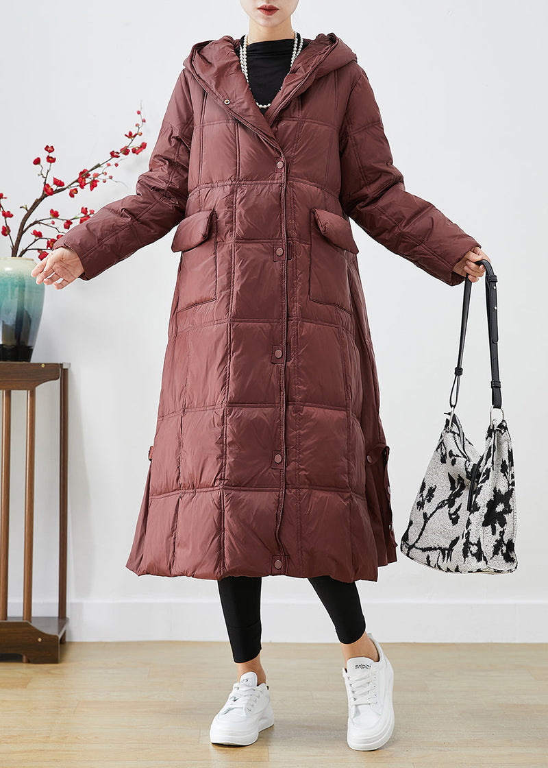 Dull Red Oversized Plaid Duck Down Canada Goose Jacket Winter