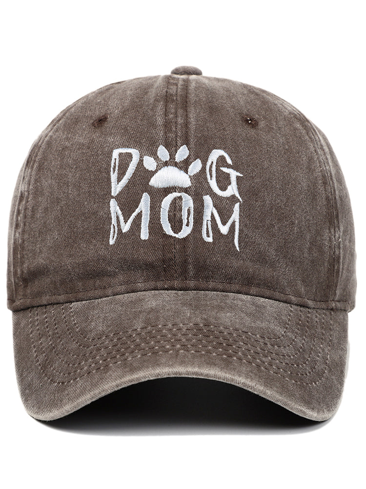 Comstylish Dog Mom Embroidered Washed Track Cap