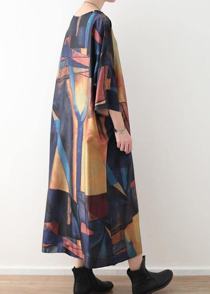 Spring Simple Yellow Blue Bat Sleeve Dress