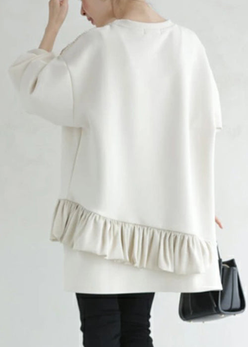 Loose Beige Ruffled Nail Bead Cotton Fall