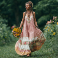 Women's Vintage Floral Patterned Suspender Dress artswardrobe