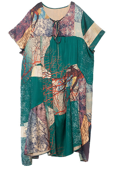 Colorblock Asymmetrical Patchwork Tie Dye Chiffon Dresses Summer