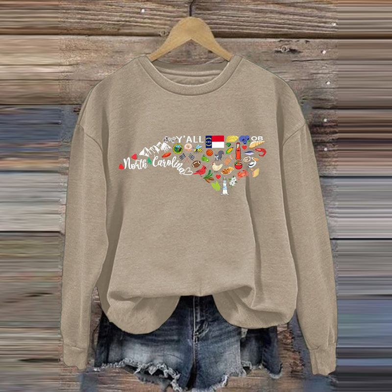 Comstylish Women's North Carolina Print Sweatshirt