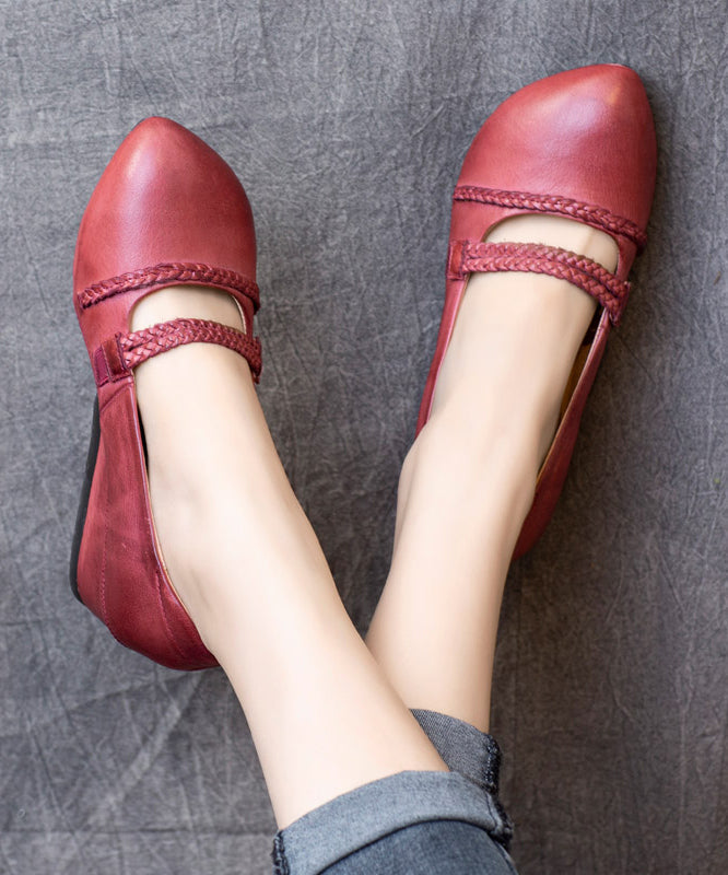 Mulberry Cowhide Wrinkled Leather Splicing High Wedge Heels