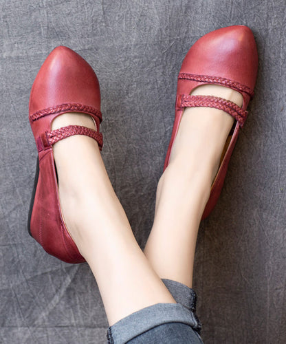 Mulberry Cowhide Wrinkled Leather Splicing High Wedge Heels