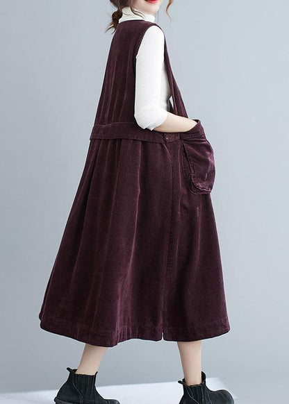 V Neck Sleeveless Spring Tunics Work Purple Art Dresses