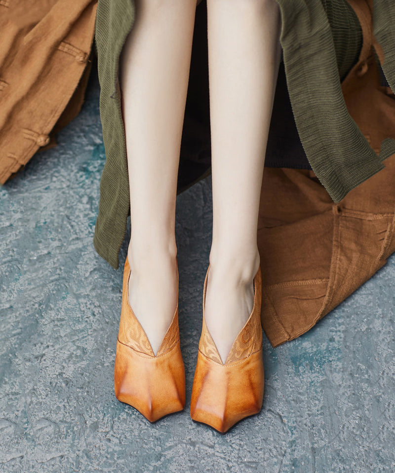 Yellow Splicing Flats Flat Shoes for