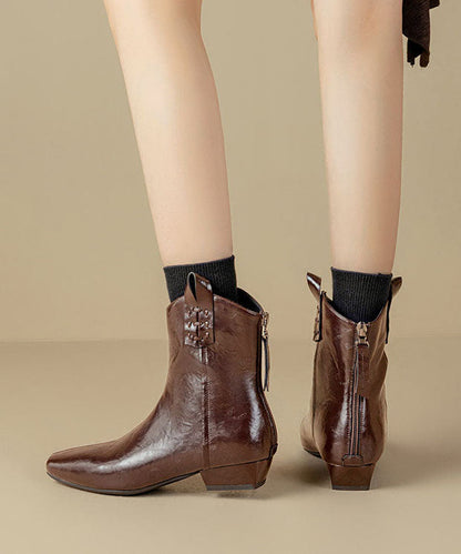 Black Chunky Faux Leather Splicing Boots