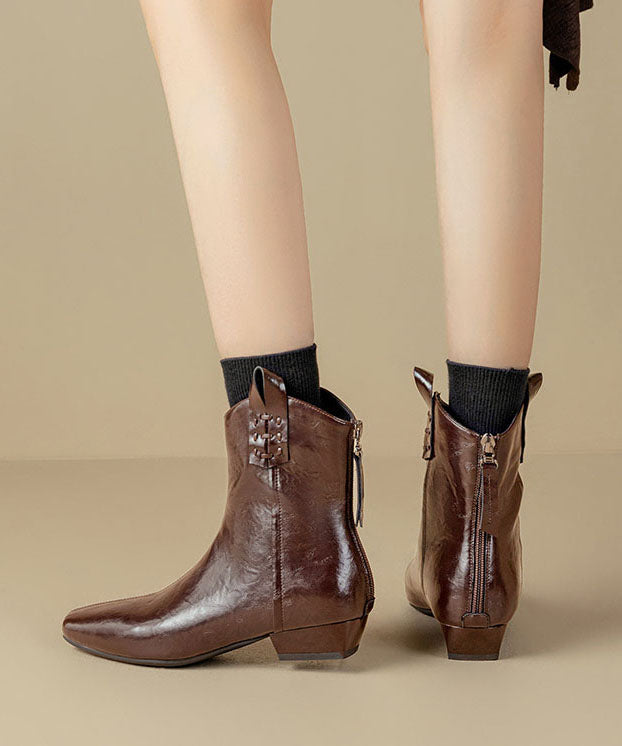 Black Chunky Faux Leather Splicing Boots