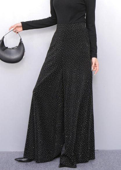 Fall Brown Elegance Metallic Wide-leg Trousers