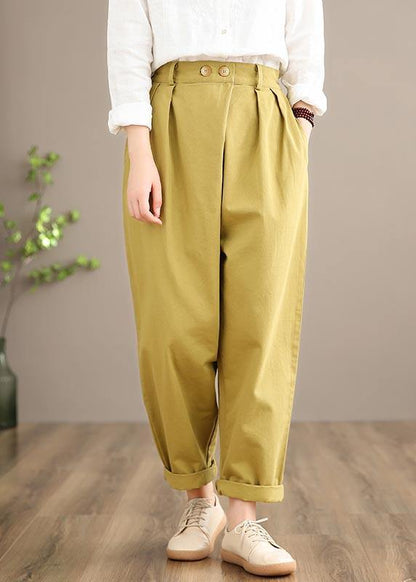 100% Yellow Jeans Fall Spring Button Down Sewing Pants